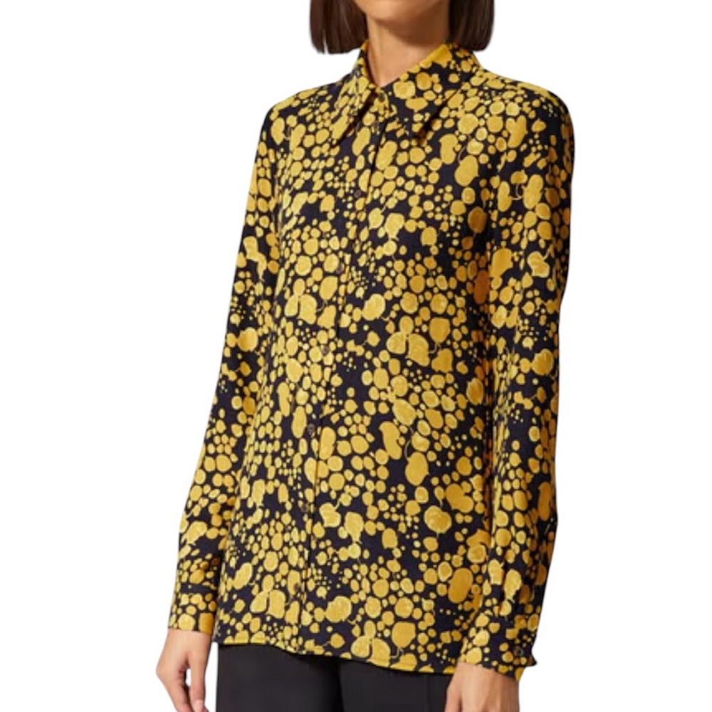 Victoria Beckham Gold and Black Patterned Top